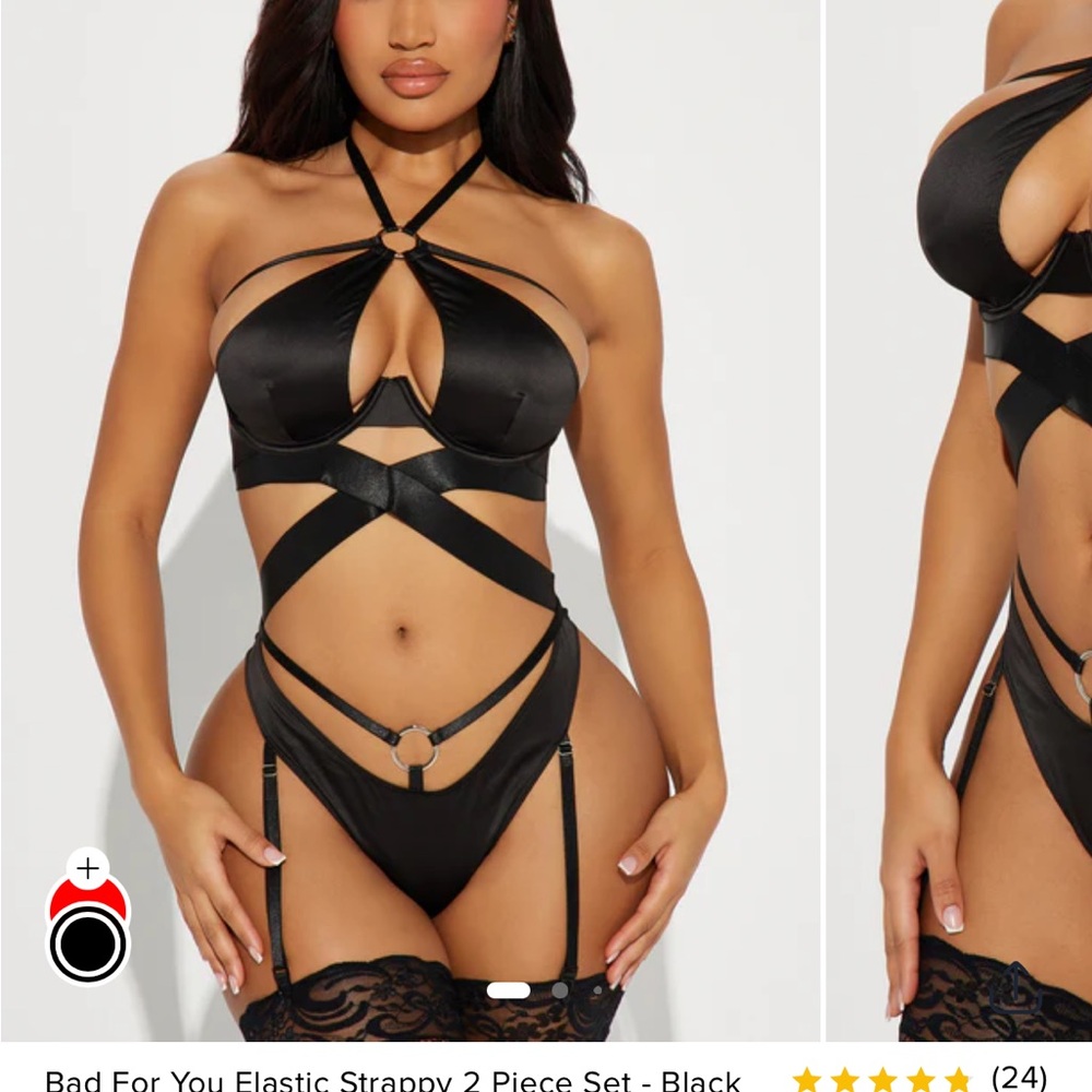 Fashion Nova Black Strappy Lingerie Set